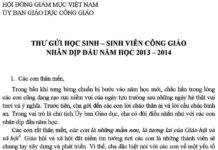 Uỷ ban Giáo dục/HĐGMVN: Thư gửi học sinh, sinh viên Công giáo nhân dịp đầu năm học 2013 – 2014