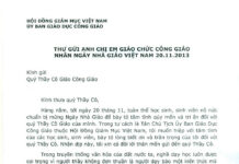 Thư gửi Anh Chị Em giáo chức Công giáo nhân Ngày Nhà Giáo Việt Nam 20-11-2013