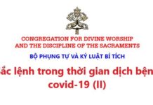 Bộ Phụng Tự và Kỷ luật các Bí tích: Sắc lệnh trong thời gian dịchbệnh COVID-19 (II)