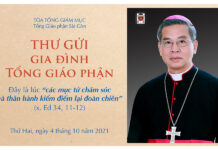 Thư mục vụ gửi gia đình Tổng Giáo phận ngày 4-10-2021