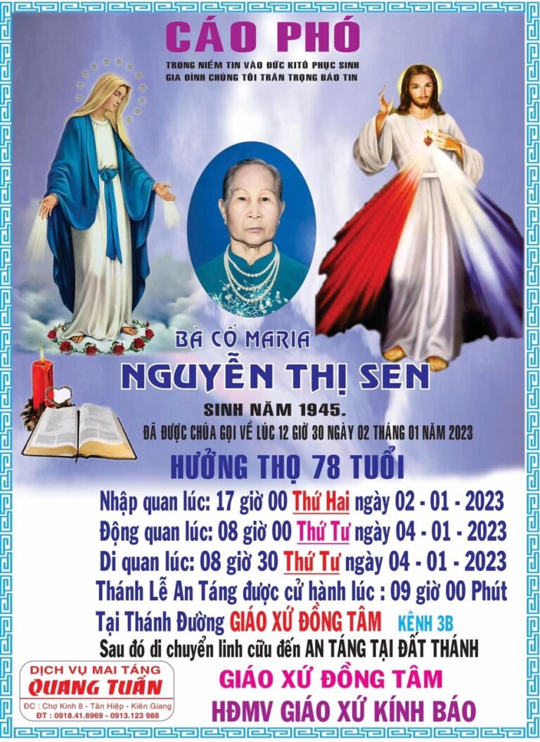 Phân ưu tới Nữ tu Maria Nguyễn Thị Đan Thanh và tang quyến