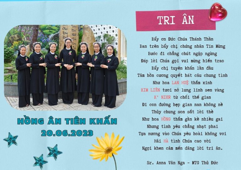 Thơ mừng các chị em gia nhập Tiền Tập viện, Tập viện, Tiên Khấn, Vĩnh Khấn, Ngân khánh, Kim khánh khấn dòng